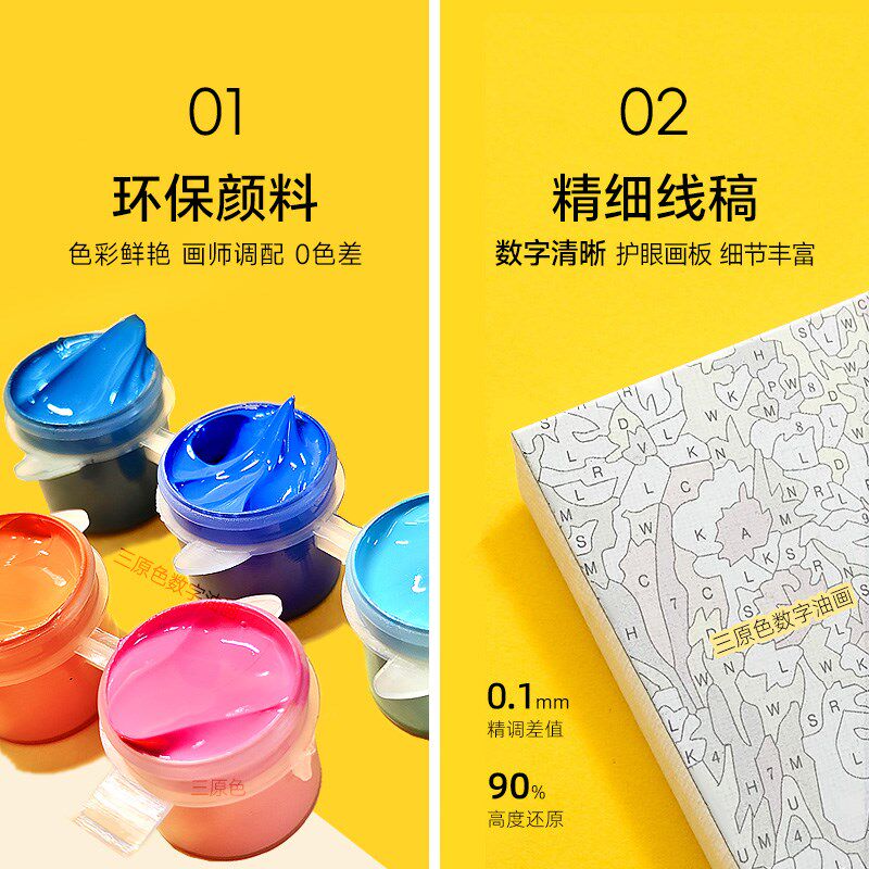 数字油画填充手工涂色解压画画手绘肌理填色画 梵丰收麦田