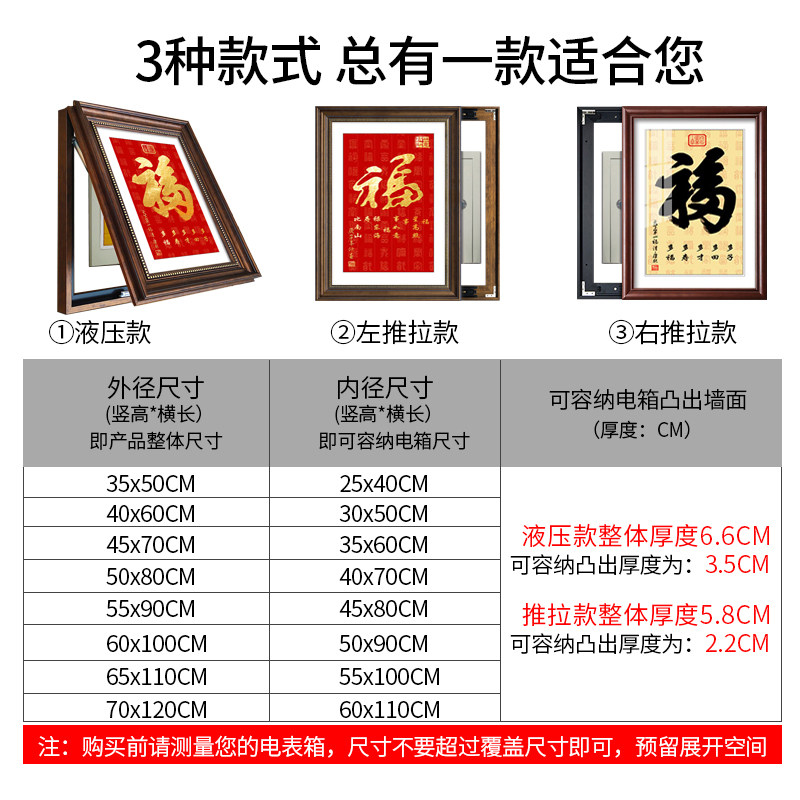 福字挂画新风格电表箱饰画竖款遮挡客厅空配电箱家字壁画
