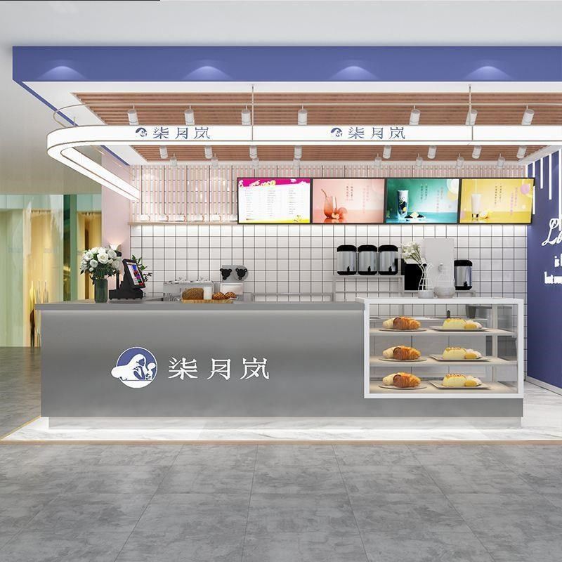 现代奶茶前台水转角烘焙店铺收银柜台餐饮店吧台吧台定