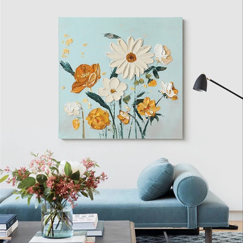 现代高级立体感艺术轻奢抽象几何装饰画餐厅客厅花卉玄关挂画壁画图片
