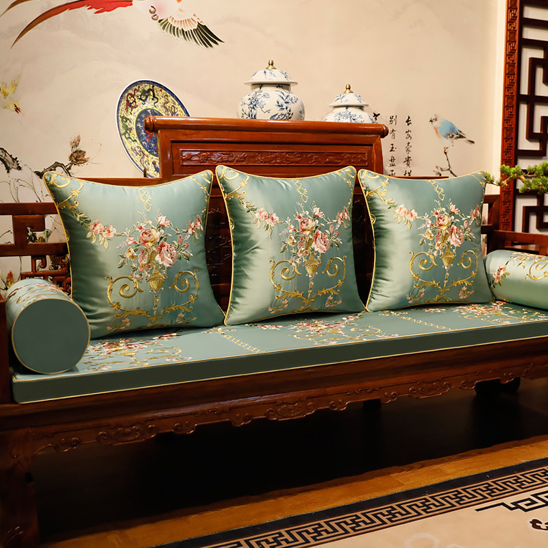红木家具坐垫古典实木沙发坐垫带靠背罗汉床垫子五件椅垫子