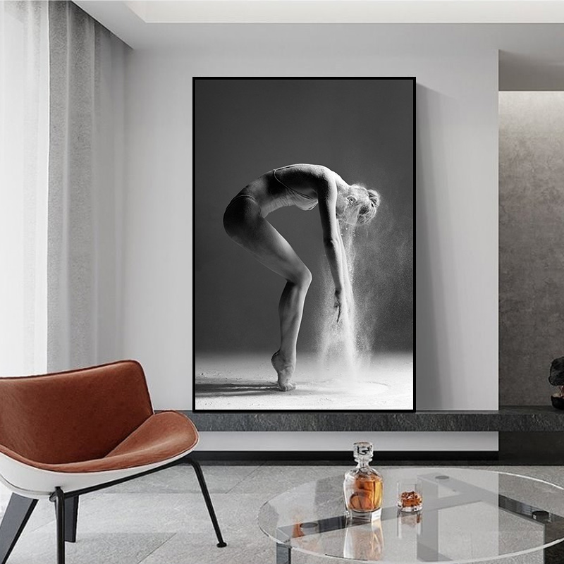 跳舞的女孩装饰画芭蕾舞舞蹈室壁画舞者黑白少女美女人物墙上挂画