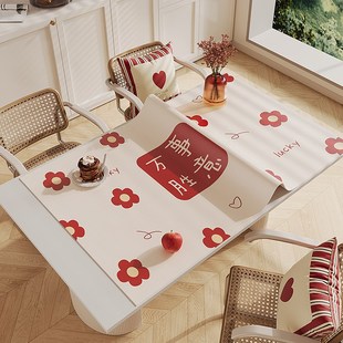 红色喜庆桌垫防水防油免洗擦餐桌布防滑防烫耐温桌面保护垫子