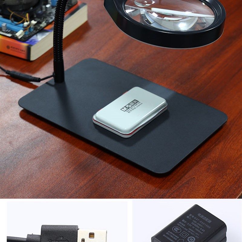 台式放大镜高清高倍带led灯家电维修10倍20倍修表工作台灯PD-032C