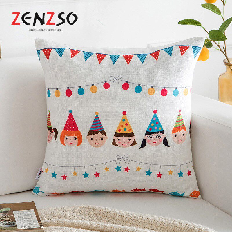 卡通棉麻靠垫布艺床头沙发靠背办公室方客厅欧式沙发抱枕草莓