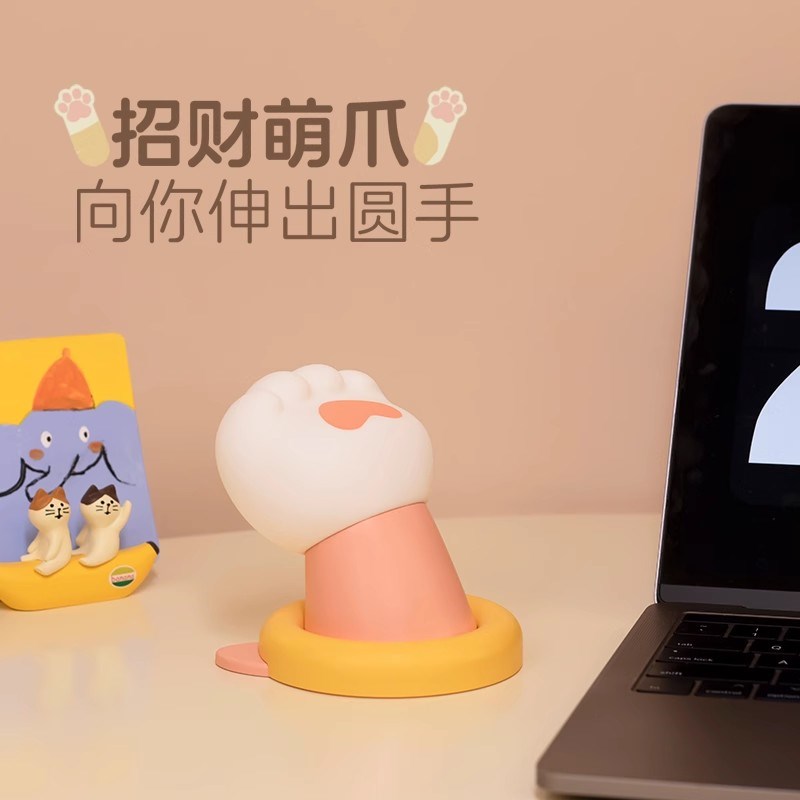 伸出圆猫爪小夜灯卧室儿童男女孩宿舍床上用睡眠拍拍伴睡台灯可爱