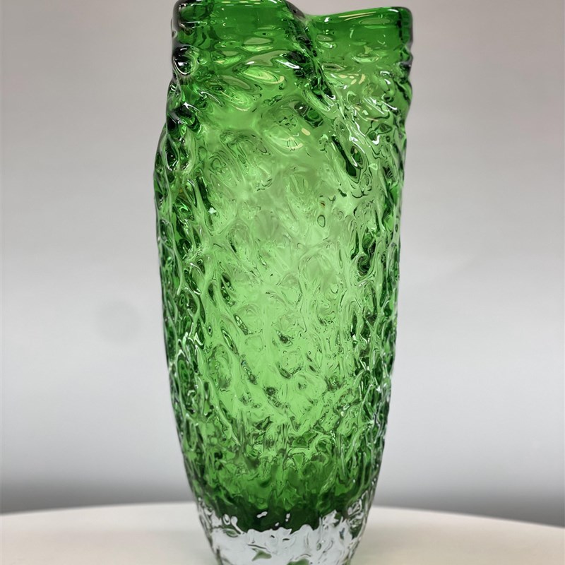 高品质纯净厚重绿色冰川纹异形琉璃花瓶玻璃水培鲜花绿植玫瑰摆件