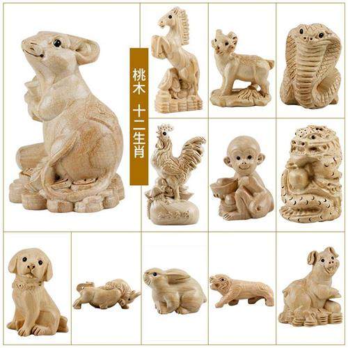 桃木十二生肖木雕 实木属鼠牛虎兔龙蛇马羊猴鸡狗猪,家居饰品,装饰摆件,淘宝优惠券,粉丝福利购,淘宝优惠卷