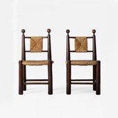 设计师实木编藤中古餐椅法式 复古风草藤书桌椅民宿咖啡厅休闲