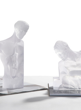 样板房酒店透明树脂抽象雕塑人物摆件简约现代售楼处软装家居饰品