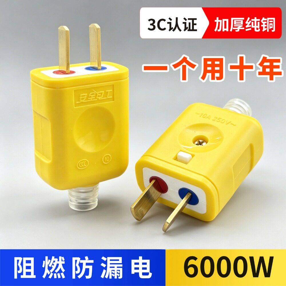 6000W带锁大功率二脚插头可转动