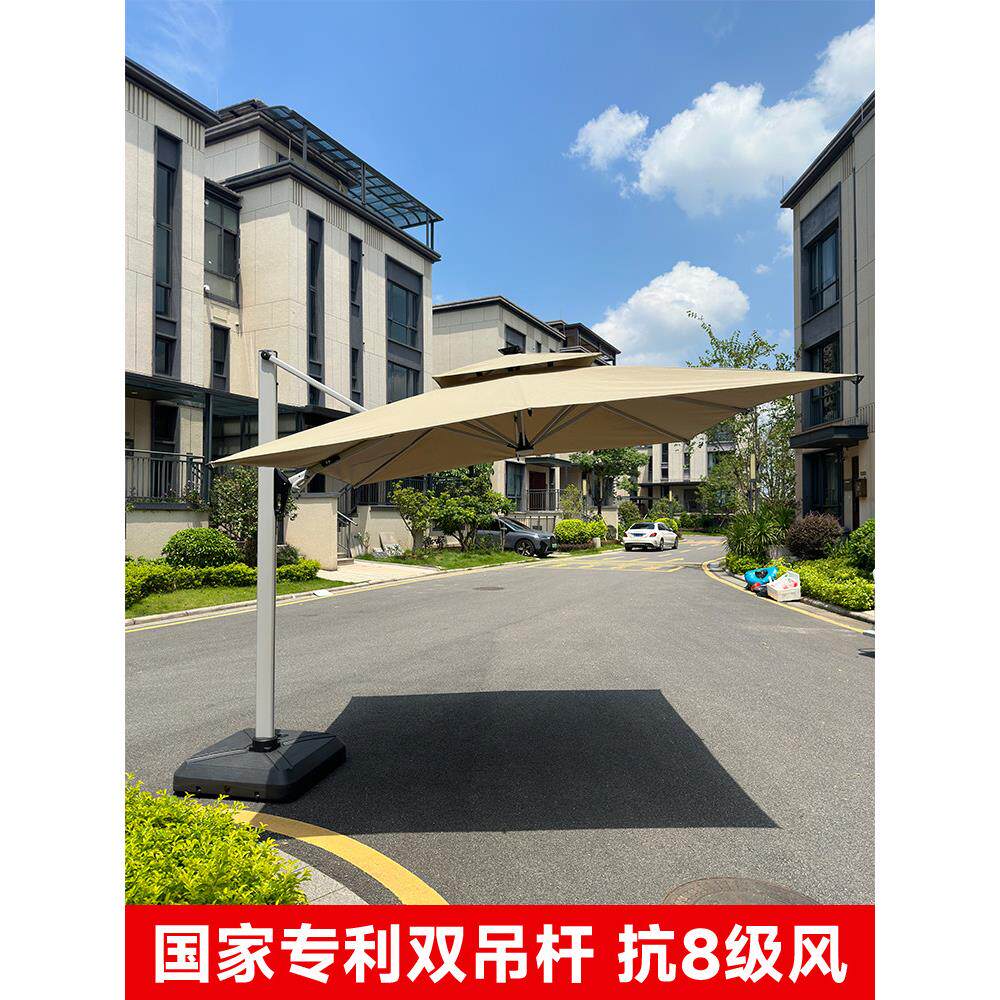 户外遮阳伞庭院伞花园别墅太阳能灯条露台花园室外商用罗马太阳伞