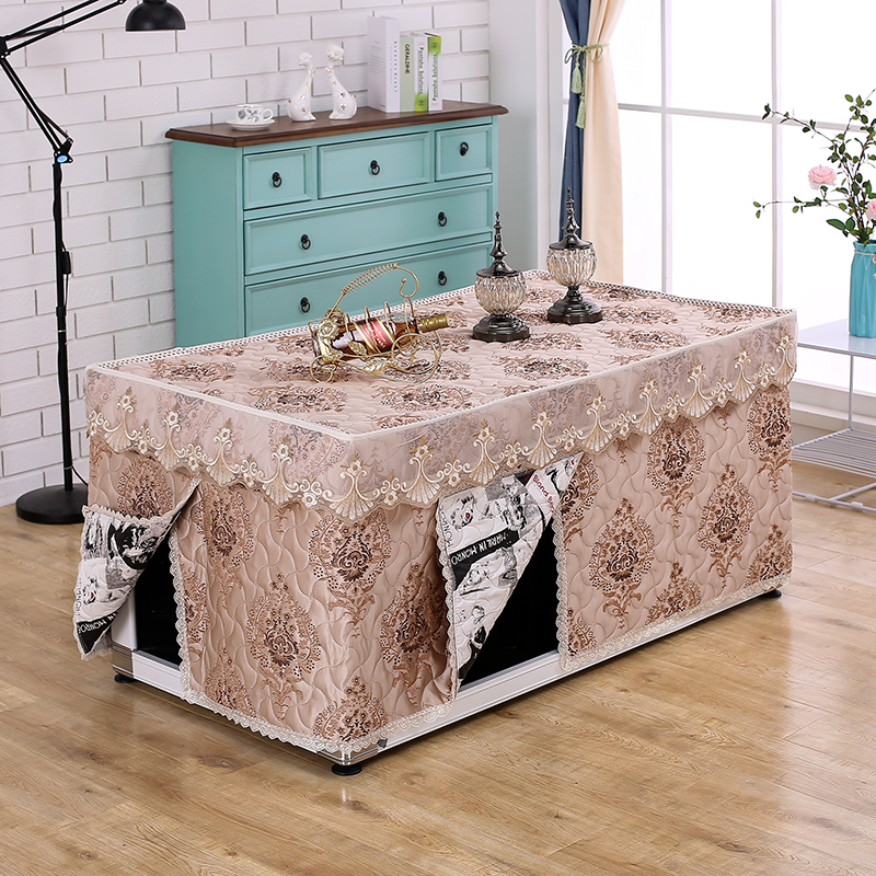 欧式电炉罩烤火罩烤火炉电暖炉罩提花桌罩烤火架被罩加厚取暖桌布