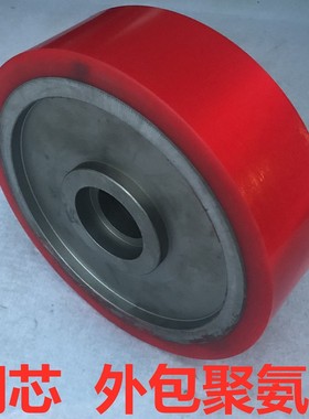 寸8寸10寸寸1寸1寸70mm厚定制钢芯包胶轮红色聚氨酯重型单轮