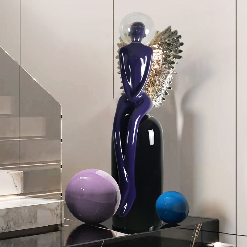 现代抽象人物雕塑酒店大堂售楼处样板间客厅落地装饰品摆件