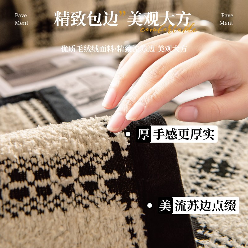 法式复古格子沙发垫202秋冬新款直排三人位沙发罩坐垫防滑盖布