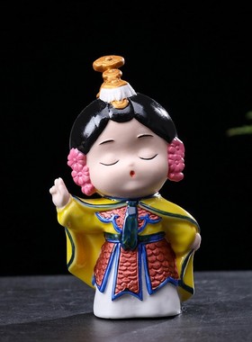 创意手工艺品唐伯虎点秋香陶瓷人物家居客厅办公室桌面礼品小