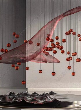 锈钢铁艺镂空鲸鱼海豚雕塑酒店大堂展厅会所空中吊装艺术品海洋