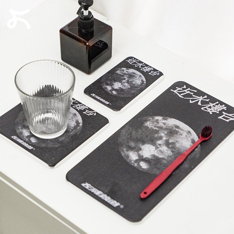 左咸敦道浴室硬硅藻泥卫生间厕所洗手台面洗漱台牙刷杯子吸水垫子