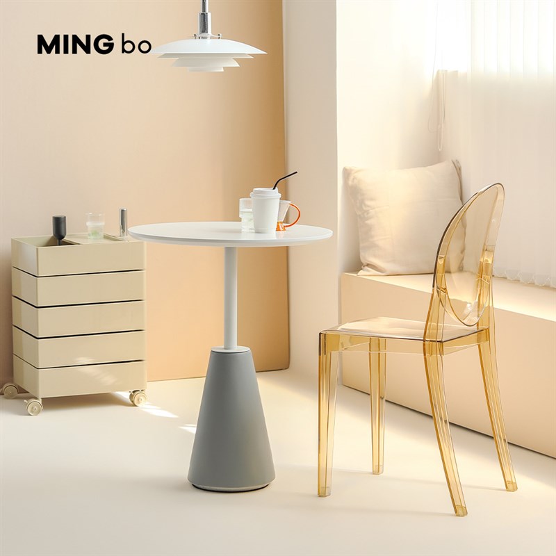 餐桌圆形现代金属工业风小圆桌咖啡厅奶茶店桌子洽谈桌椅