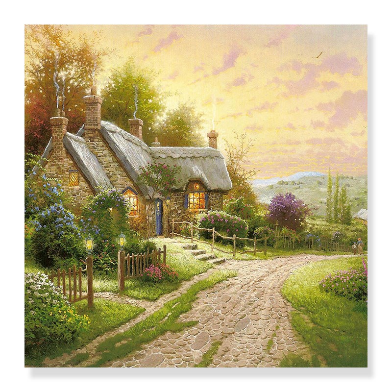 楼梯间装饰画复式楼别墅挂画田园风格壁画餐厅卧室床头墙画无框画图片