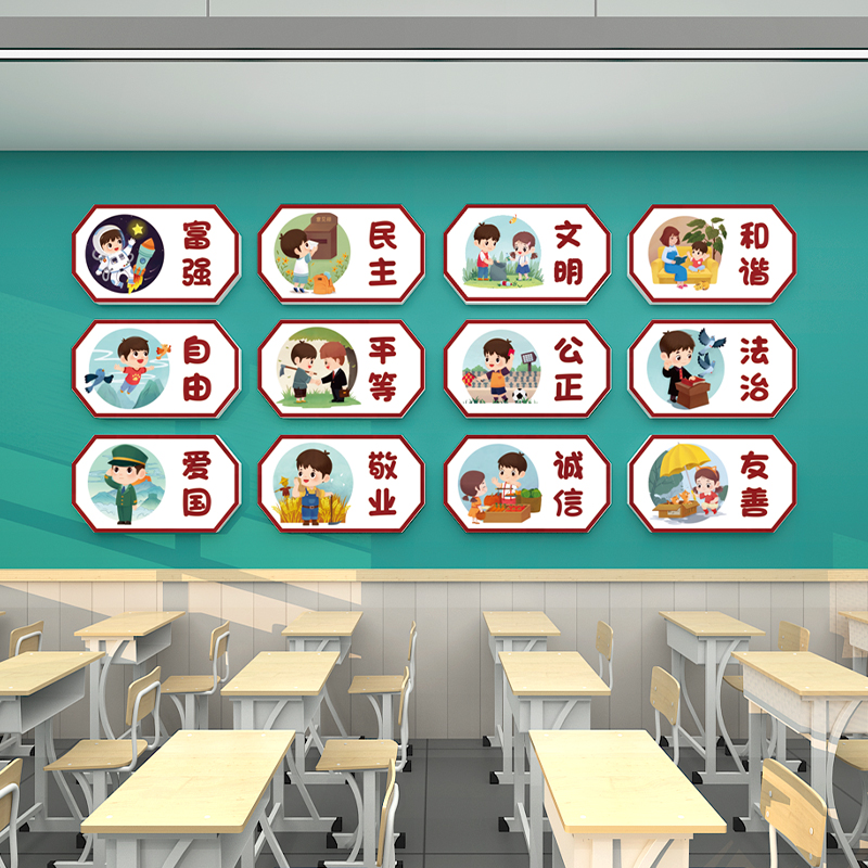 社会主义核心价值观墙贴幼儿园环创主题成品小学班级布置教室装饰