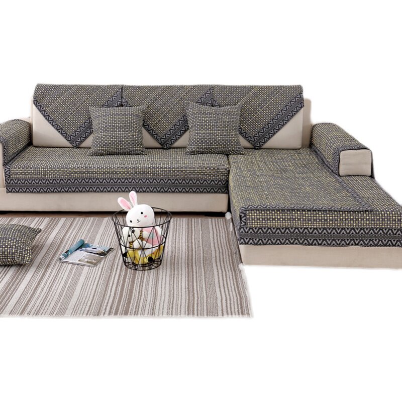 棉麻实木防滑沙发垫罩季布艺亚麻沙发巾垫子盖布夏季