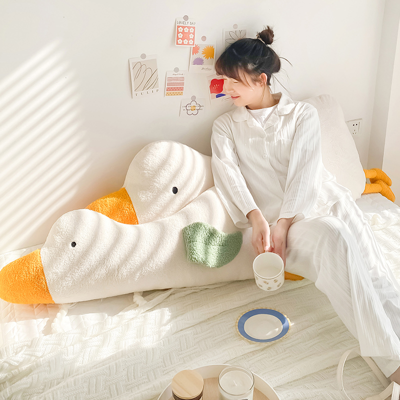 可爱大白鹅床头靠垫女生睡觉抱枕卧室床上超软靠枕大靠背垫可拆洗