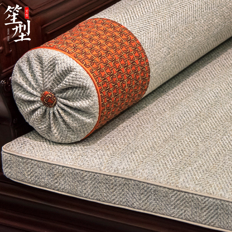红木沙发坐垫古典麻布罗汉床垫子加厚飘垫四季通用定制