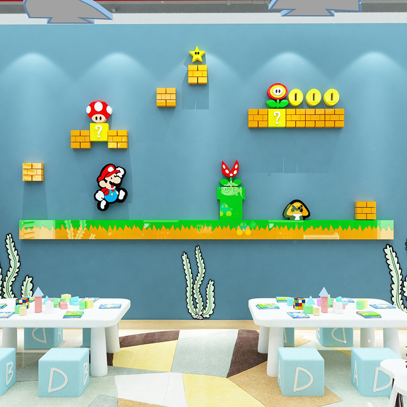 马里奥电竞屋脑小房间布置装饰品男生卧室网吧咖改造游戏纸挂画,家居饰品,软装墙贴,淘宝优惠券,粉丝福利购,淘宝优惠卷