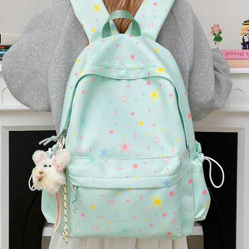 书包可爱印花星星少女高颜值大容量双肩初中高中生双肩包包