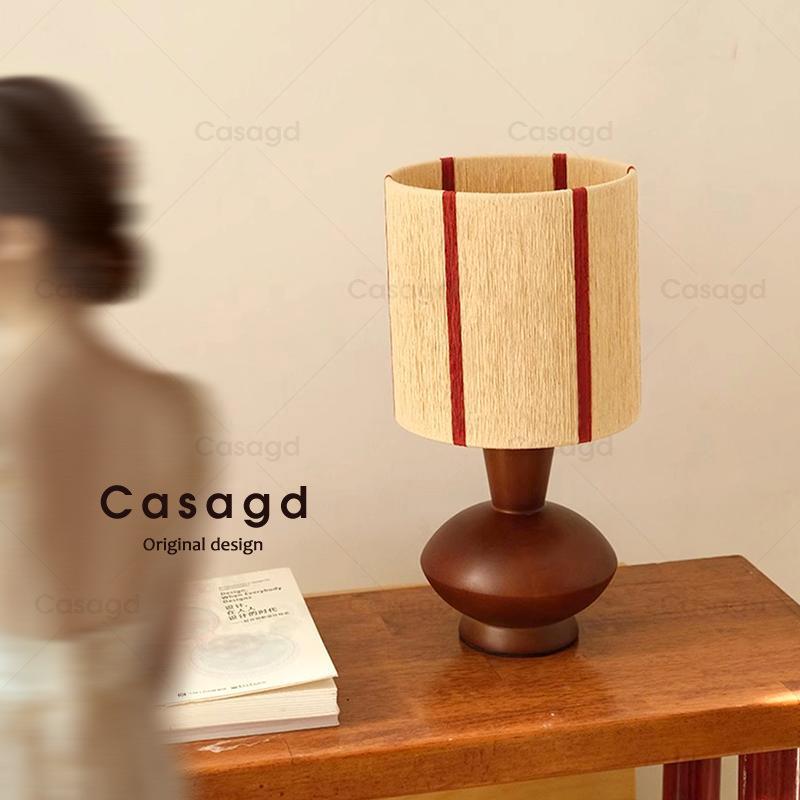 CASA中古实木台灯创意手工编织法式复古浪漫氛围感卧室床头小夜灯