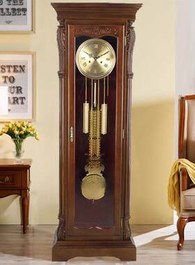 落地钟欧式客厅实木中式复古大气立钟表北极星机械创意座钟摆钟