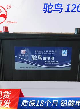 驼鸟120D汽车备用电瓶铅酸免维护蓄电池12V120A铅酸电池
