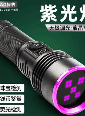 紫光灯大功率鉴定专用手电筒瓷器验钞防伪UV黑镜365nm固化灯