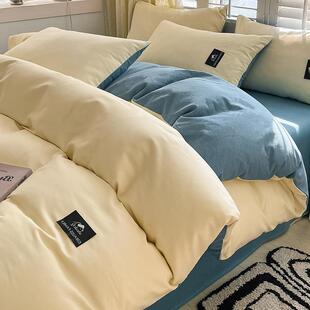 热卖AB版床包床笠新款原棉磨毛贴标加厚四件套-简爱系列-