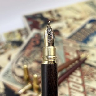 m实木in风金属长杆无笔夹式檀木梨木书写绘画F钢尖钢笔