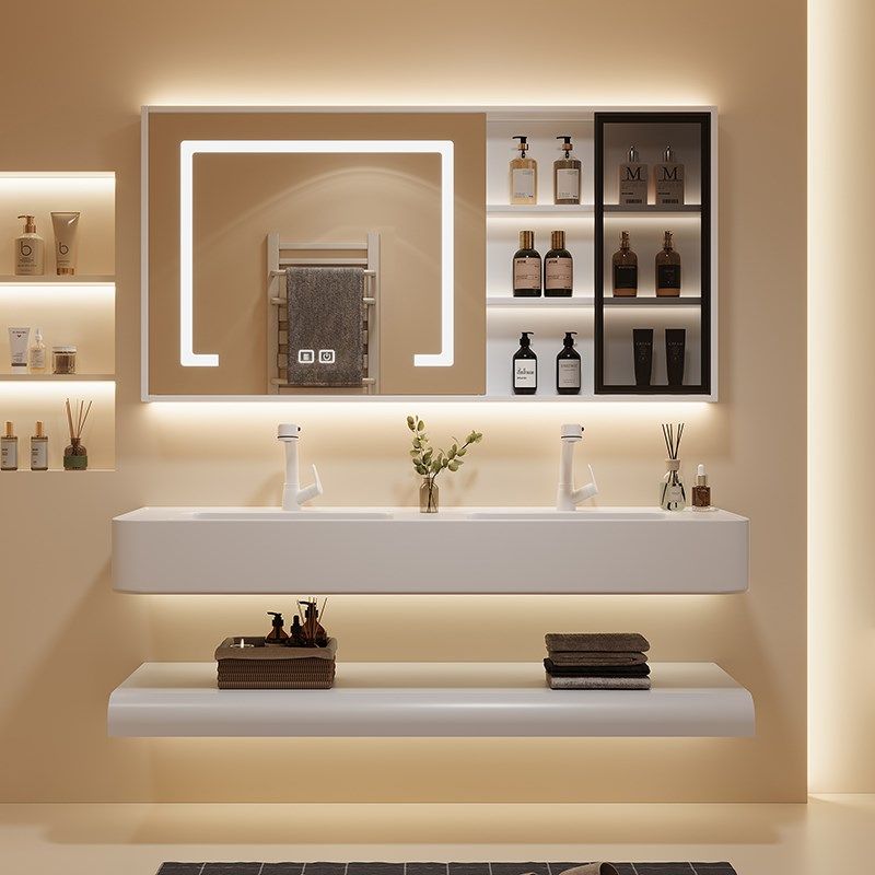 定制肤感一体盆挂墙式浴室柜洗手盆酒店别墅洗脸盆洗漱台