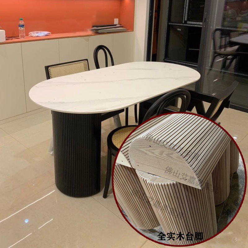 法式复古实木岩板餐桌椭圆形德利丰岩板餐桌家用小户型奶油风桌子,住宅家具,岩板餐桌,淘宝优惠券,粉丝福利购,淘宝优惠卷