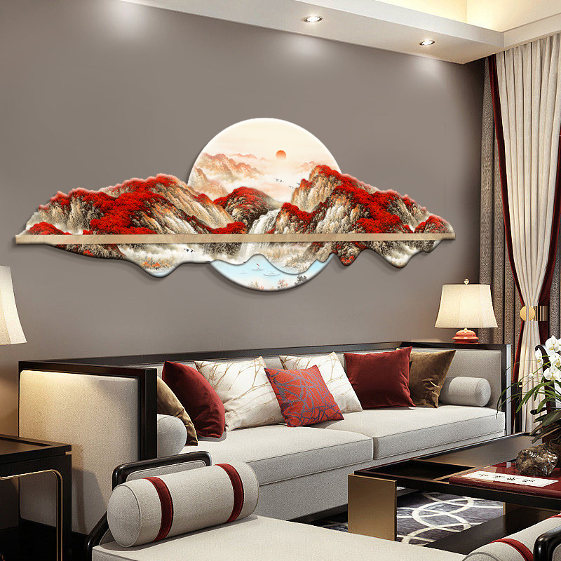 新鸿运当头客厅装饰画带山水沙发背景墙壁画档大气茶室挂画,家居饰品,现代装饰画,淘宝优惠券,粉丝福利购,淘宝优惠卷