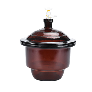 实验室玻璃干燥器棕色真空干燥皿规格        真空干燥玻璃器皿实