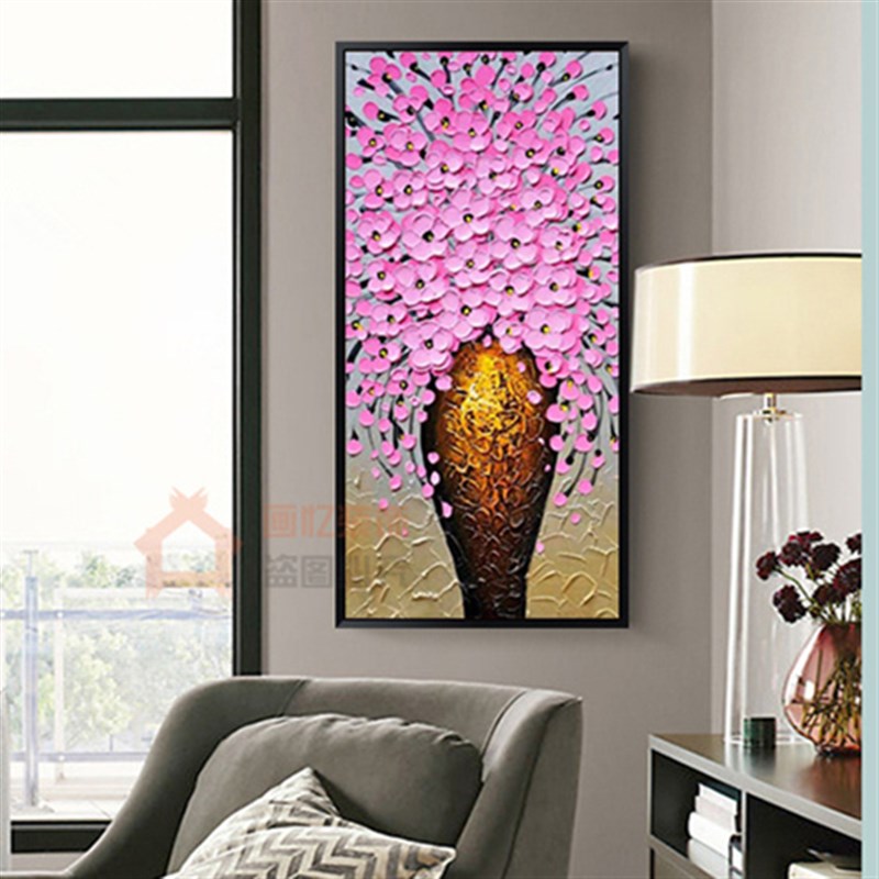 现代简约走道玄关画竖版走廊墙面装饰画楼梯过道挂画花卉视觉立体图片
