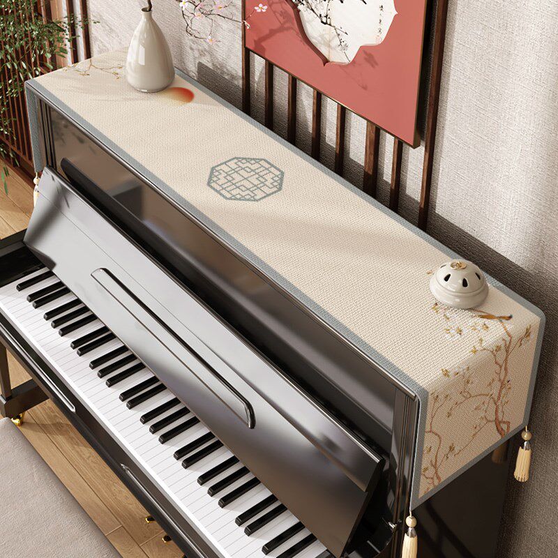 新钢琴罩防尘盖布国风电钢琴琴顶半罩遮灰布罩琴披通用盖巾