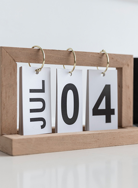 in风拍照日历木质创意办公室书桌面玄关装饰品卧室房间布置