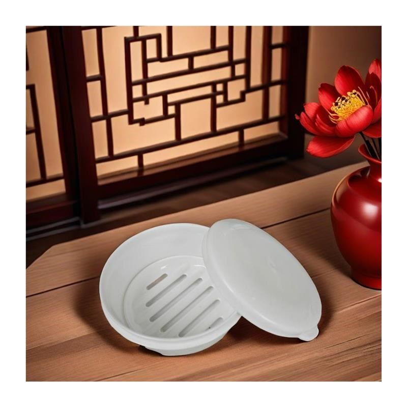 适配红卫羊脂皂盒圆形防水便携带盖旅行旅游迷你盒子肥皂盒香皂盒