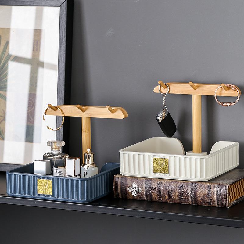 北欧玄关入户挂钥匙置物架家居饰品护肤品桌面收纳盒树脂工艺品