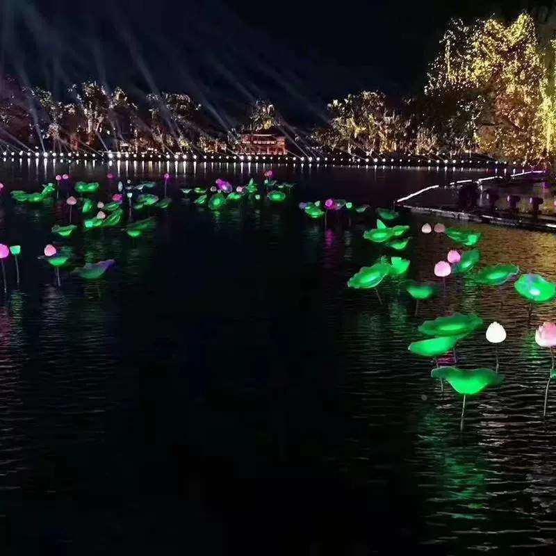 LED莲花灯荷花灯景观亚克力户外接电太阳能防水景观灯户外防水灯