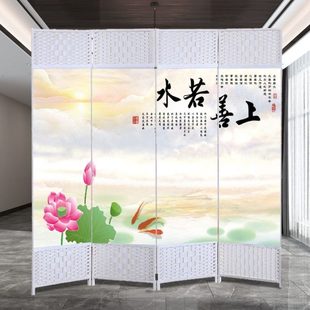 简易屏风隔断墙折屏客厅卧室遮挡简约现代折叠移动布屏障家用 中式