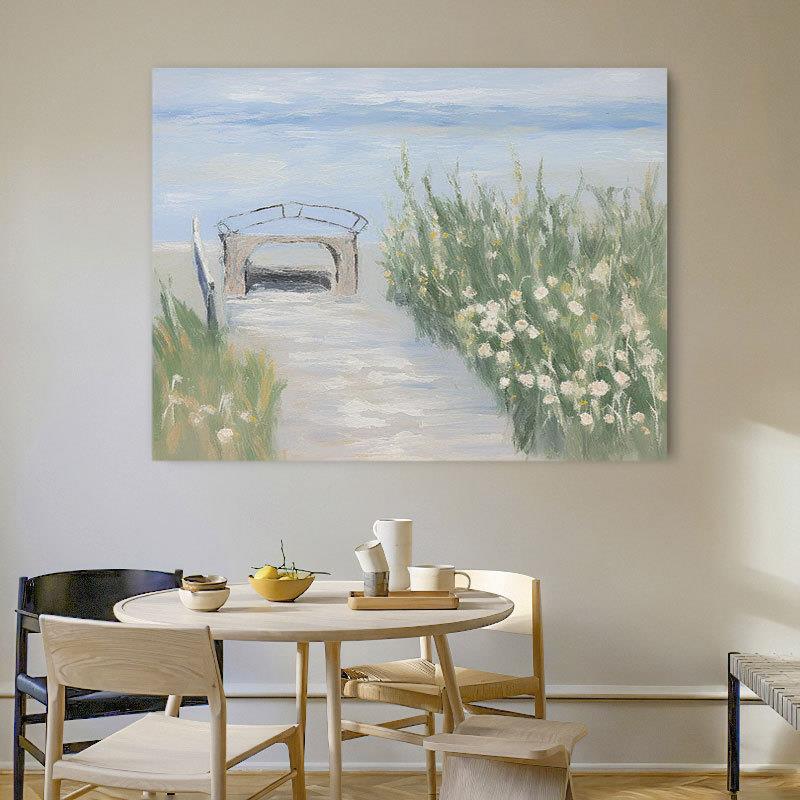 外贸纯手绘油画大副抽象风景卧室画玄关餐厅客厅装饰画肌理油画