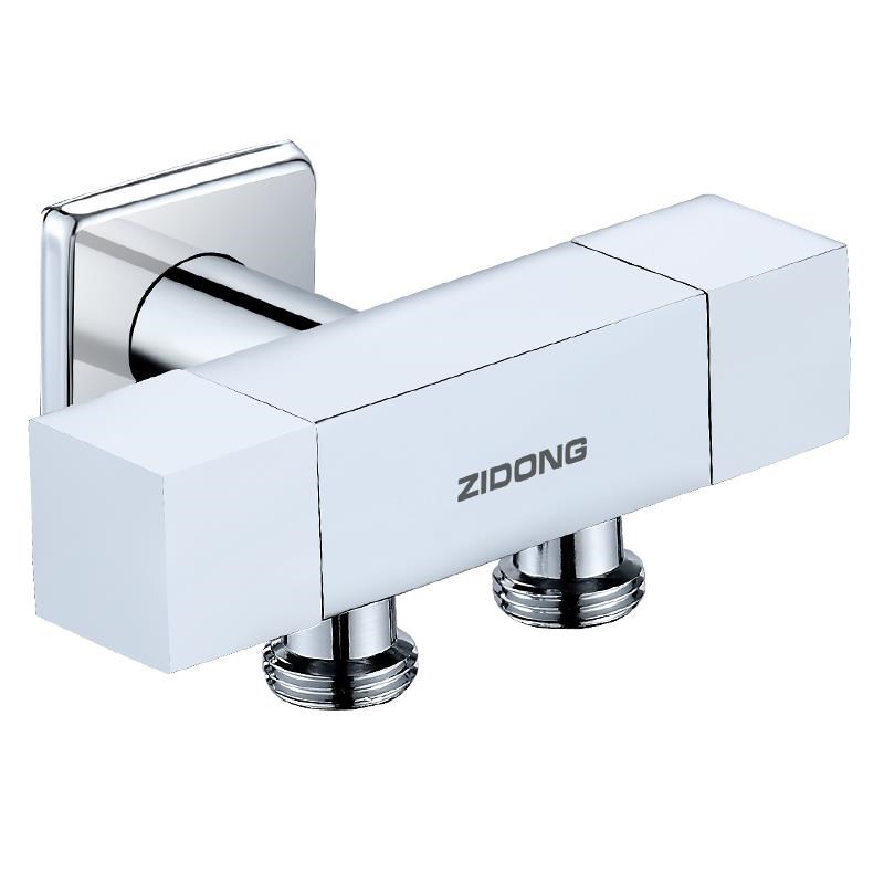 四方全铜一进二出三角阀双控三通一分二马桶喷枪洗衣机龙头家用